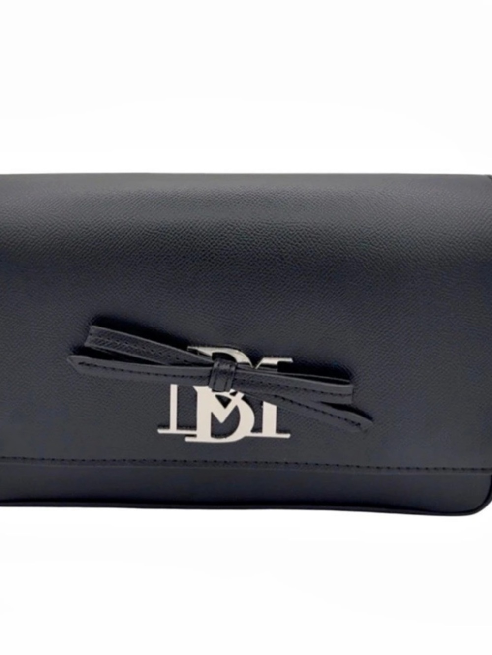 NWT Badgley Mischka Black Bow Messenger Bag with Gunmetal Hardware.